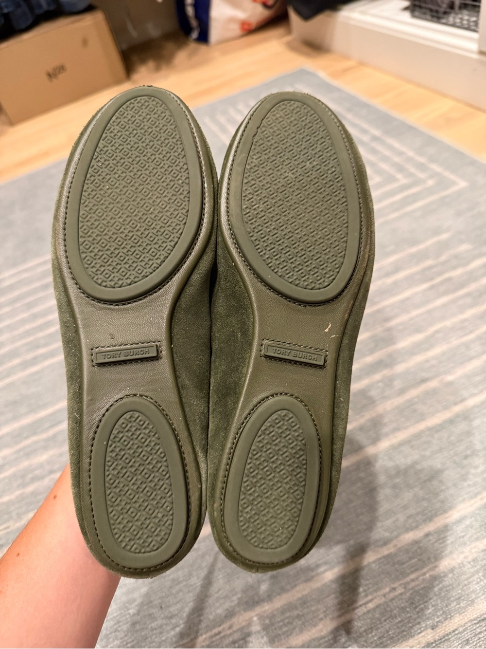 Tory Burch Minnie Green Suede Ballet Flats - Picture 6 of 6